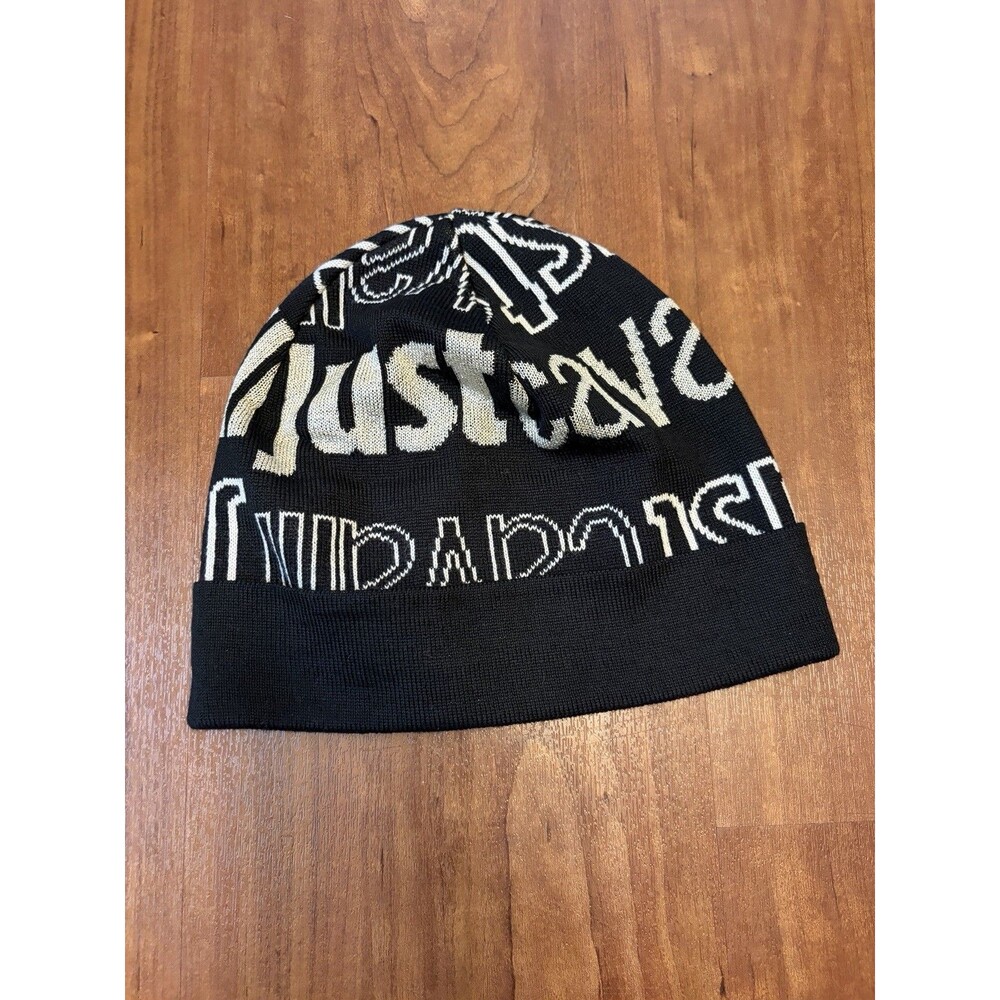 Roberto Cavalli Black & Metallic White Beanie Hat Logo unisex one size Wool 112